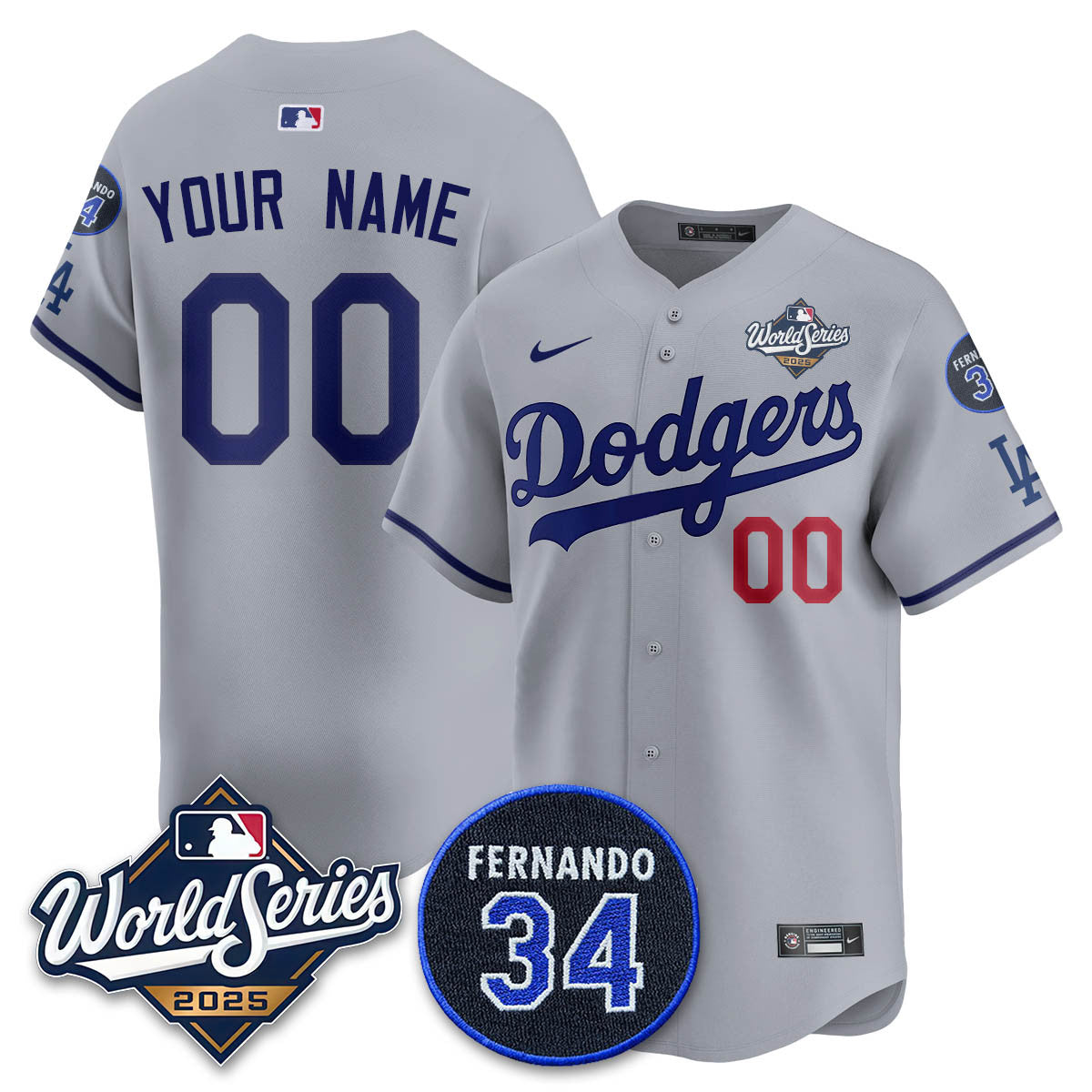 Los Angeles Dodgers 2025 National League Champions Jersey - All Stitched