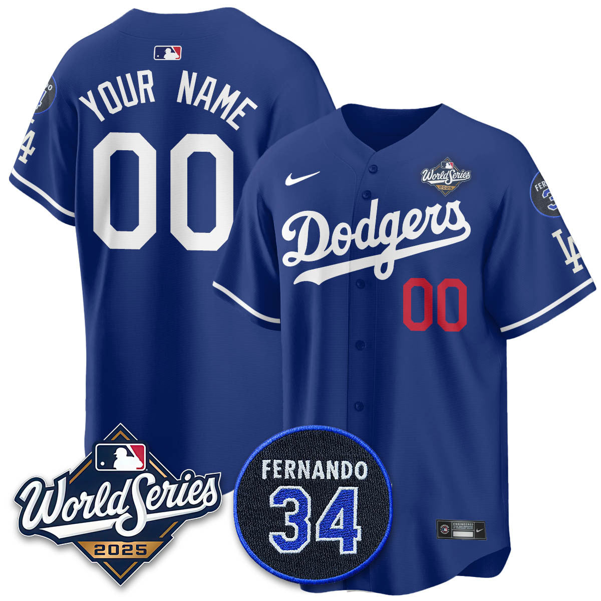Los Angeles Dodgers 2025 National League Champions Jersey - All Stitched