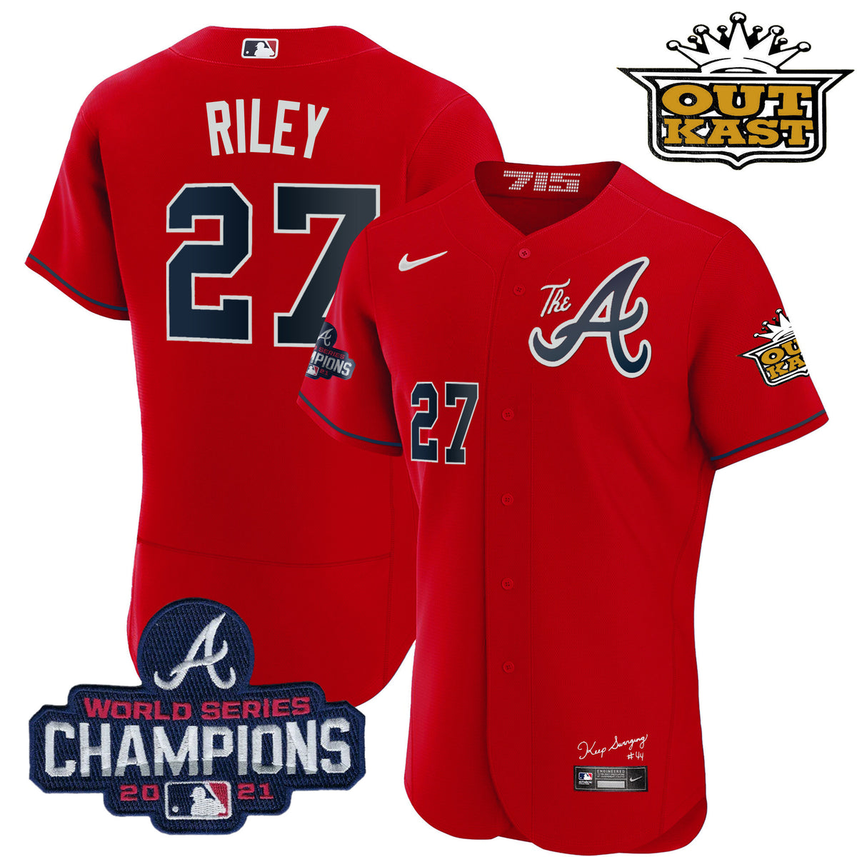 Men's Atlanta Braves Outkast Gold The A Flex Base Jersey  All Stitched