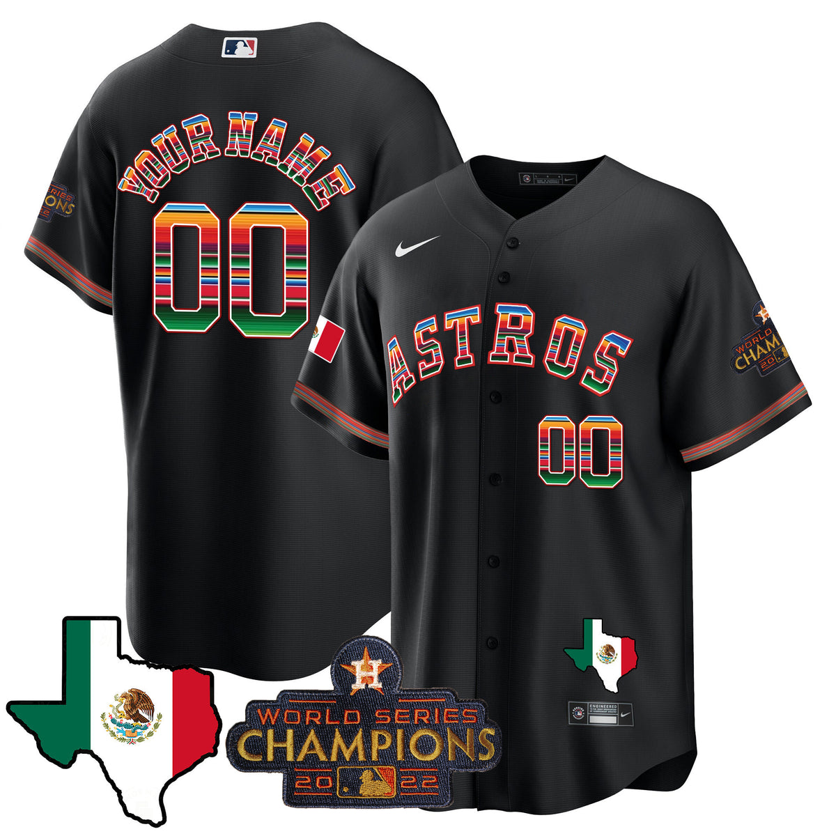 Astros Mexico Texas Map Cool Base Custom Jersey - All Stitched