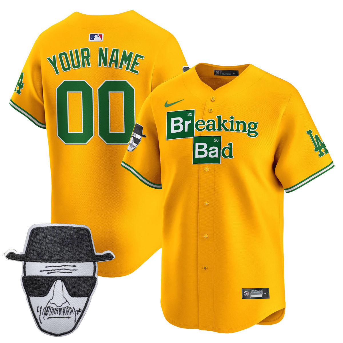 Dodgers Breaking Bad Walter White Patch Vapor Premier Limited Custom Jersey - All Stitched