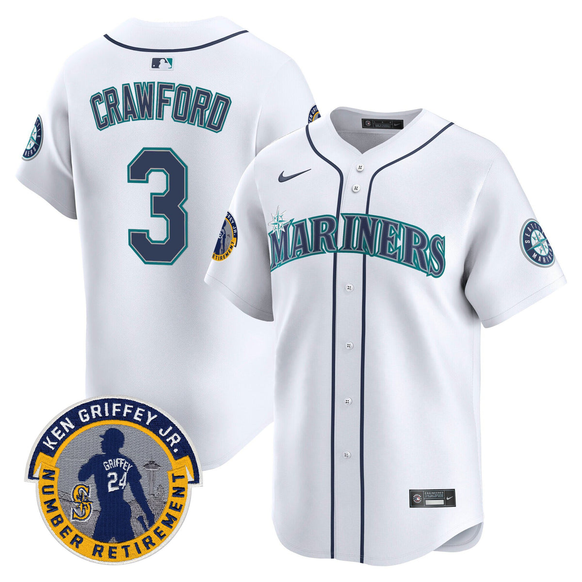 Men's Seattle Mariners 2025 Ken Griffey Jr. Patch Vapor Premier Limited Jersey - All Stitched