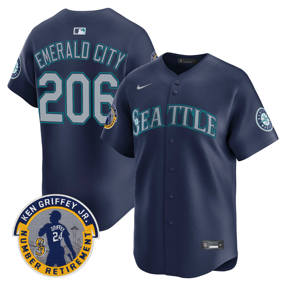 Men's Seattle Mariners 2025 Ken Griffey Jr. Patch Vapor Premier Limited Jersey - All Stitched