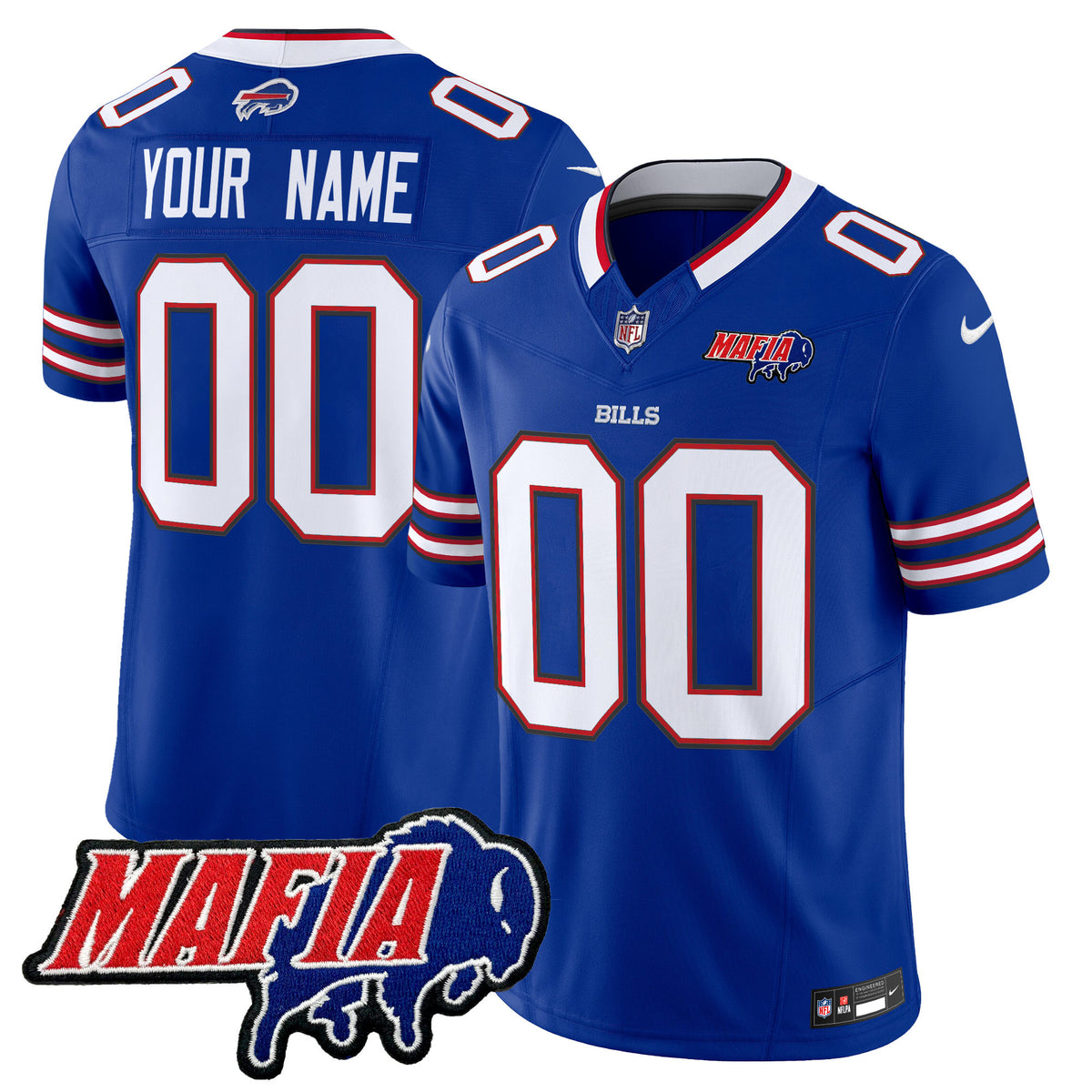 Buffalo Bills 2024 Bills Mafia Patch Vapor Limited Custom Jersey - All Stitched
