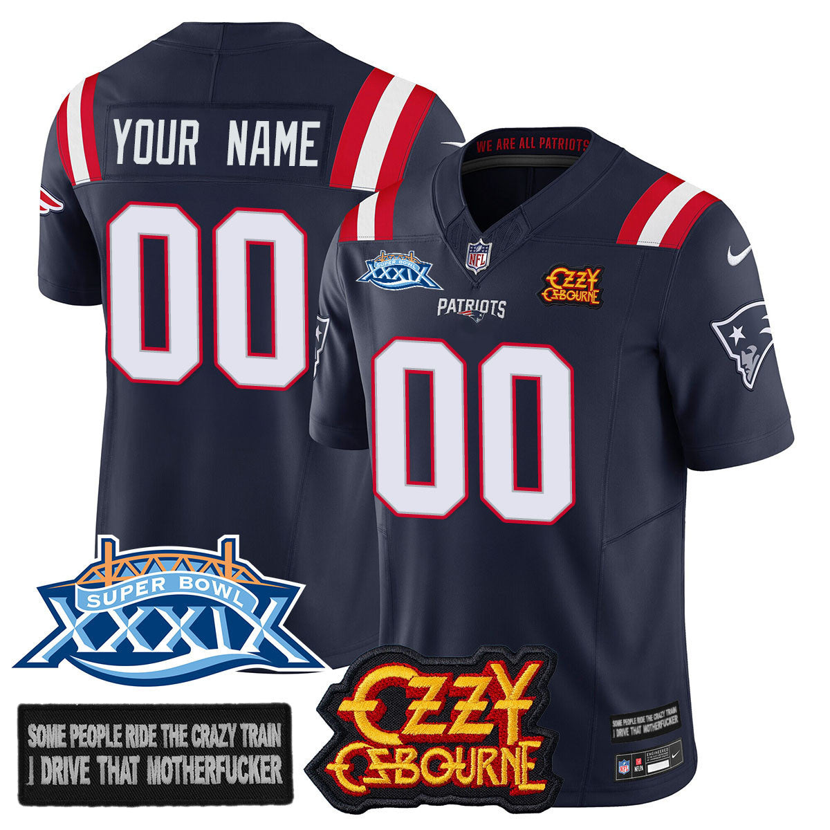 Men's New England Patriots Ozzy Osbourne Jersey - Memories Super Bowl XXXIX - All Stitched