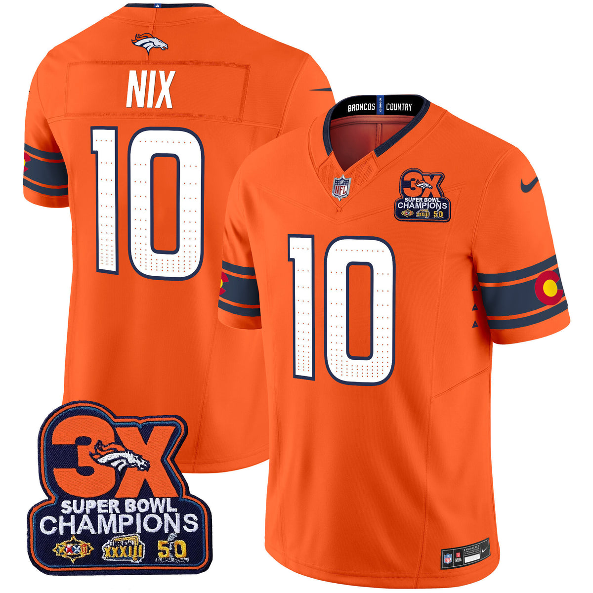 Men's Denver Broncos 3x Patch Colorado Flag Vapor Limited Jersey - All Stitched