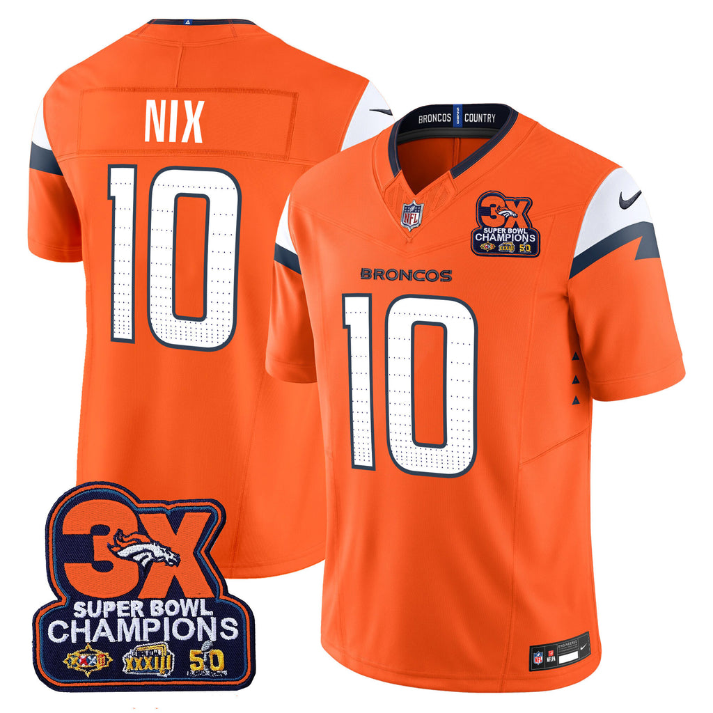 Men's Denver Broncos 3-Time Champions Patch Vapor Limited Jersey - All Stitched