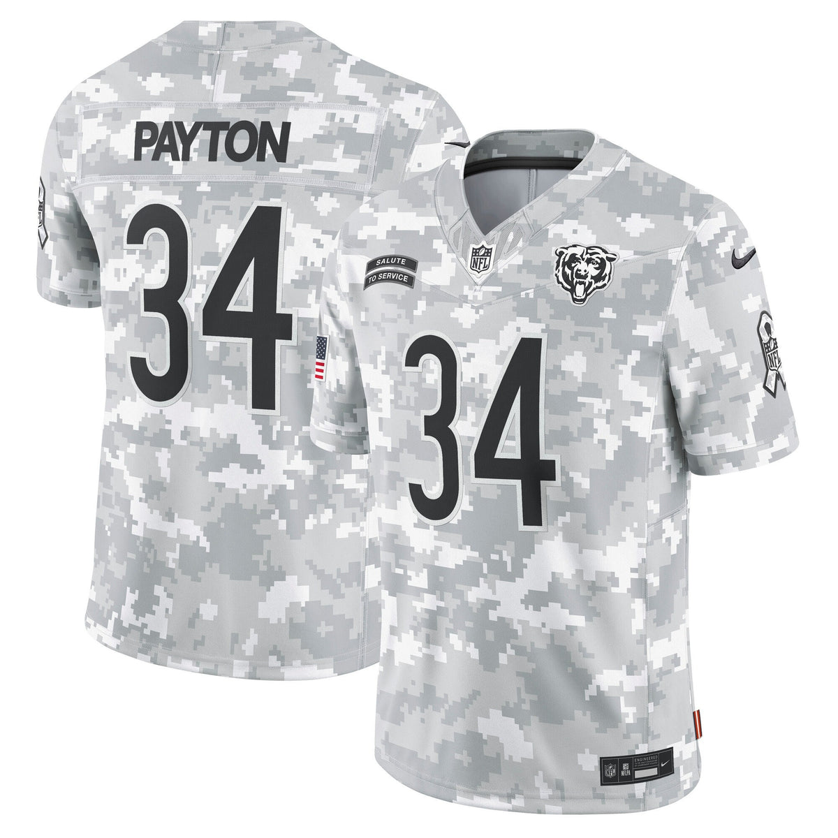 Walter Payton Chicago Bears 2024 Salute to Service Vapor Limited Jersey - Arctic Camo - All Stitched