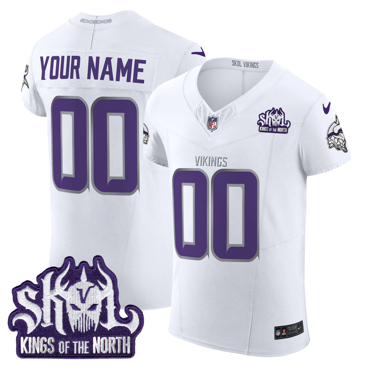 Minnesota Vikings 2024 Winter Warrior Skol Patch Vapor Elite Custom Jersey - All Stitched