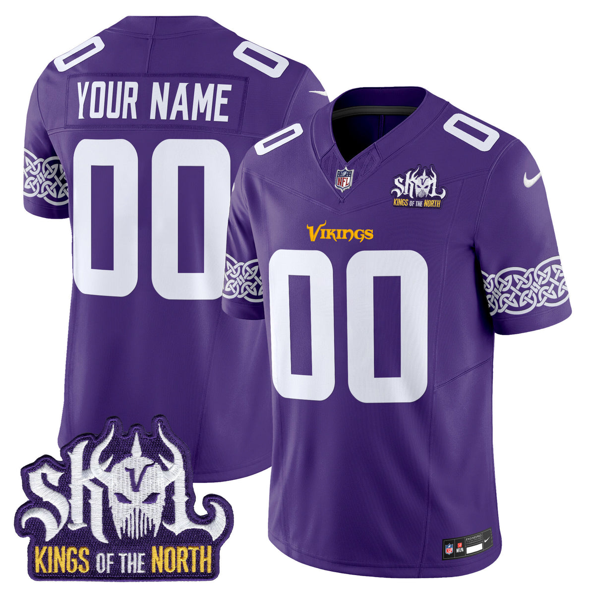 Minnesota Vikings King Of The North Patch Vapor Limited Custom Jersey V2 - All Stitched