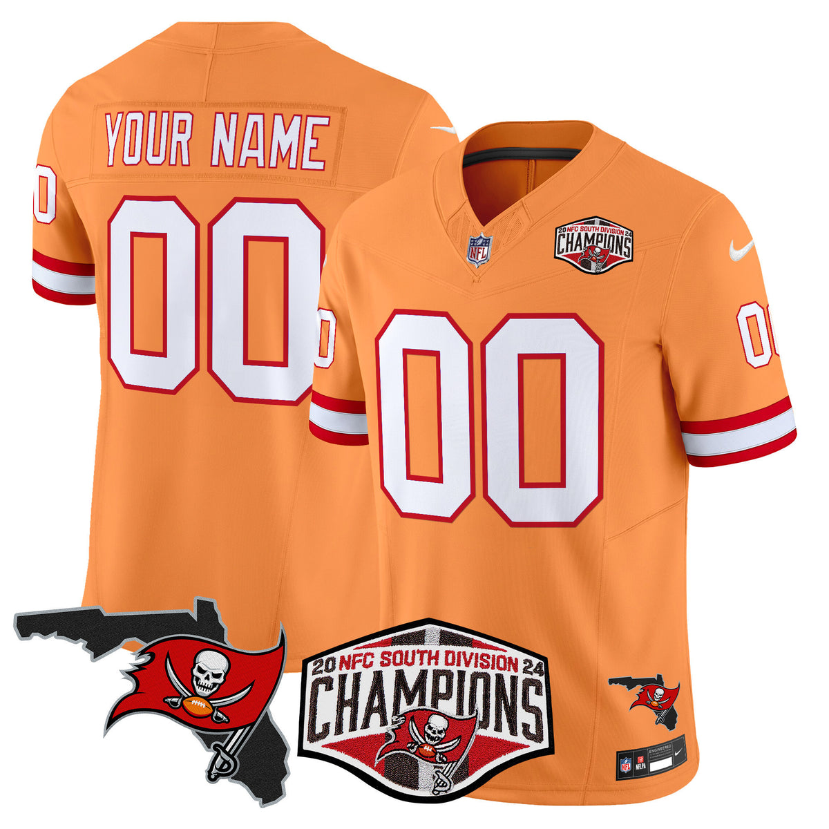 Buccaneers 2024 NFC South Division Champions Patch Vapor Limited Custom Jersey - All Stitched