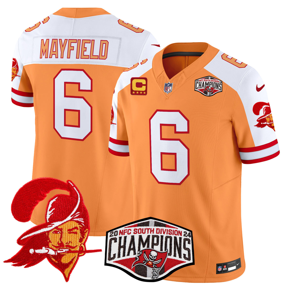 Men's Tampa Bay Buccaneers Throwback 2024 NFC South Division Champions Patch Vapor Limited Jersey - All Stitched