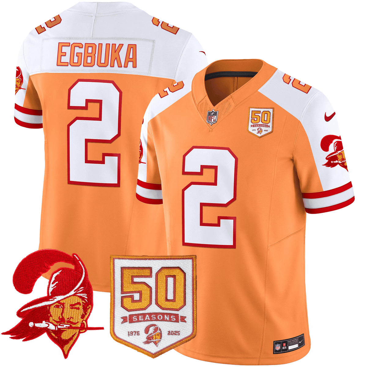 Men's Tampa Bay Buccaneers Throwback 50th Season Patch Vapor Limited Jersey - All Stitched
