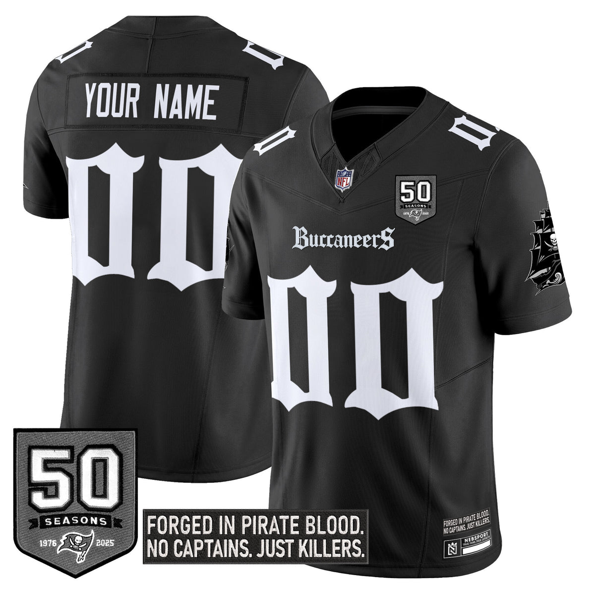 Tampa Bay Buccaneers 'Gothic Pirate Shadows Edition' Limited Custom Jersey - All Stitched