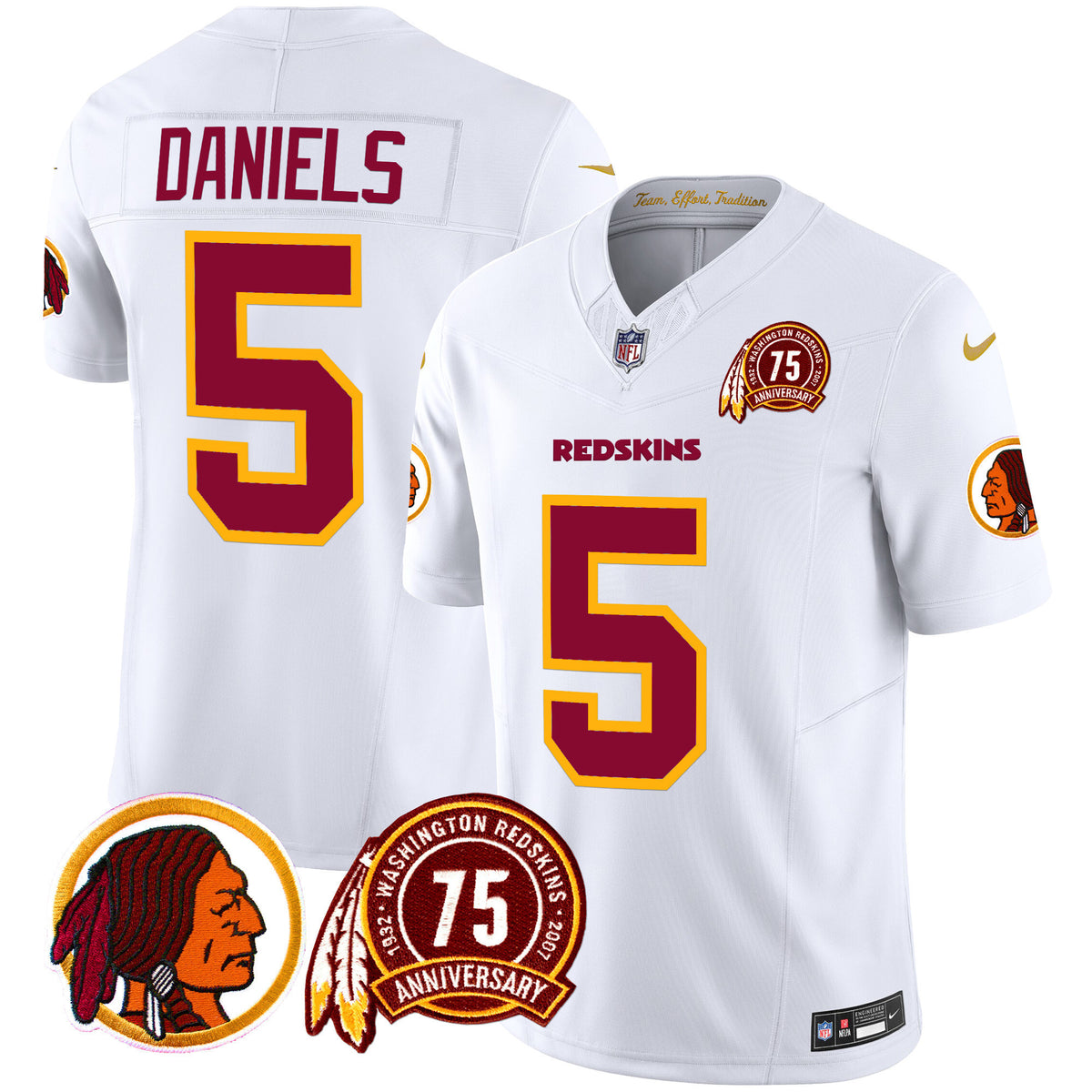 Men's Washington Redskins 75th Patch Throwback Vapor Limited Jersey - All Stitched