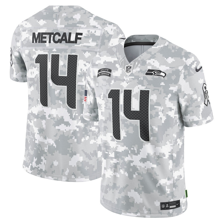 DK Metcalf Seattle Seahawks 2024 Salute To Service Arctic Camo Jersey - All Stitched