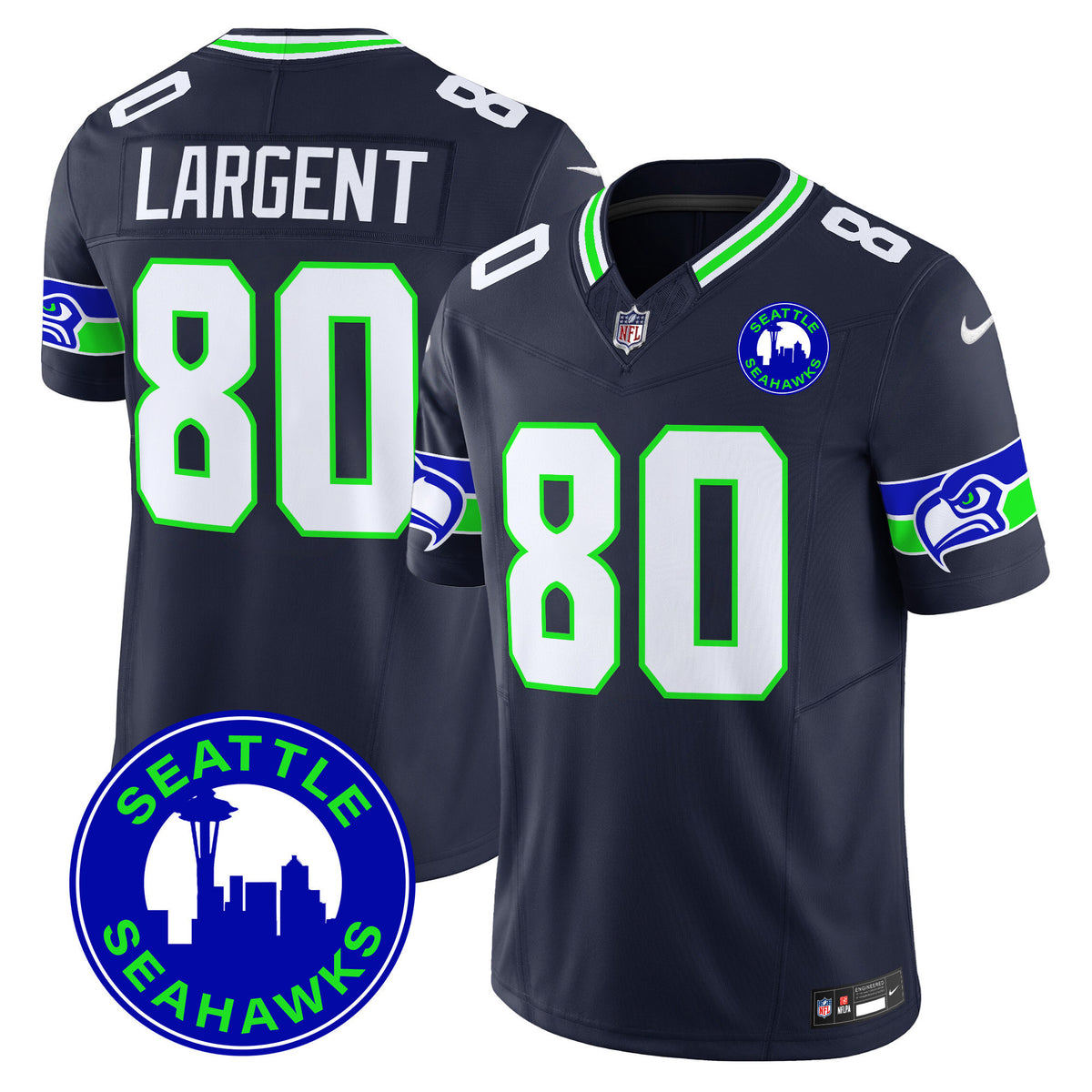 Men's Seahawks 2024 Seattle City Patch Vapor Limited Jersey - All Stitched