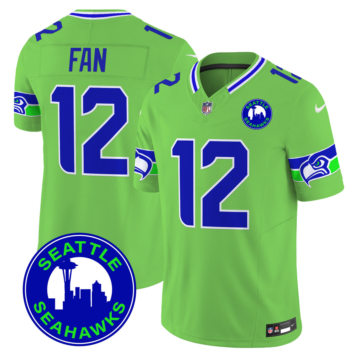 Men's Seahawks 2024 Seattle City Patch Vapor Limited Jersey - All Stitched