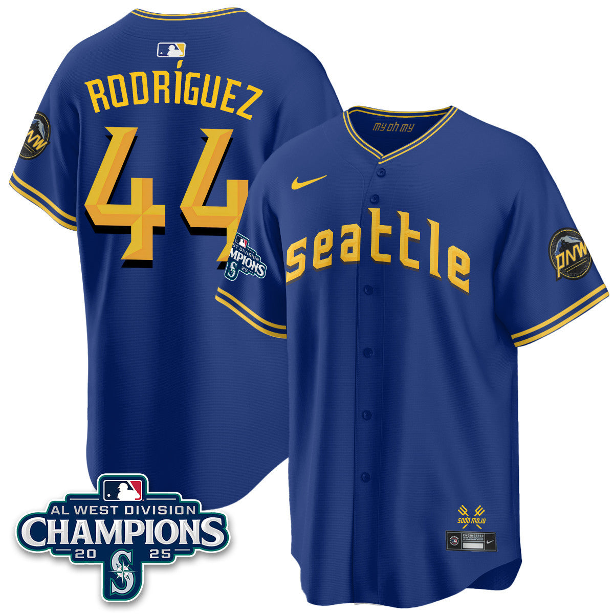 Seattle Mariners 2025 AL West Division Champions Jersey - All Stitched