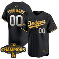 Dodgers 2025 NL West Division Champions Patch Gold Trim Vapor Premier Limited Custom Jersey - All Stitched