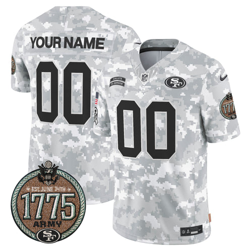 49ers 2024 Salute to Service Establishment Year Patch Vapor Limited Custom Jersey - All Stitched