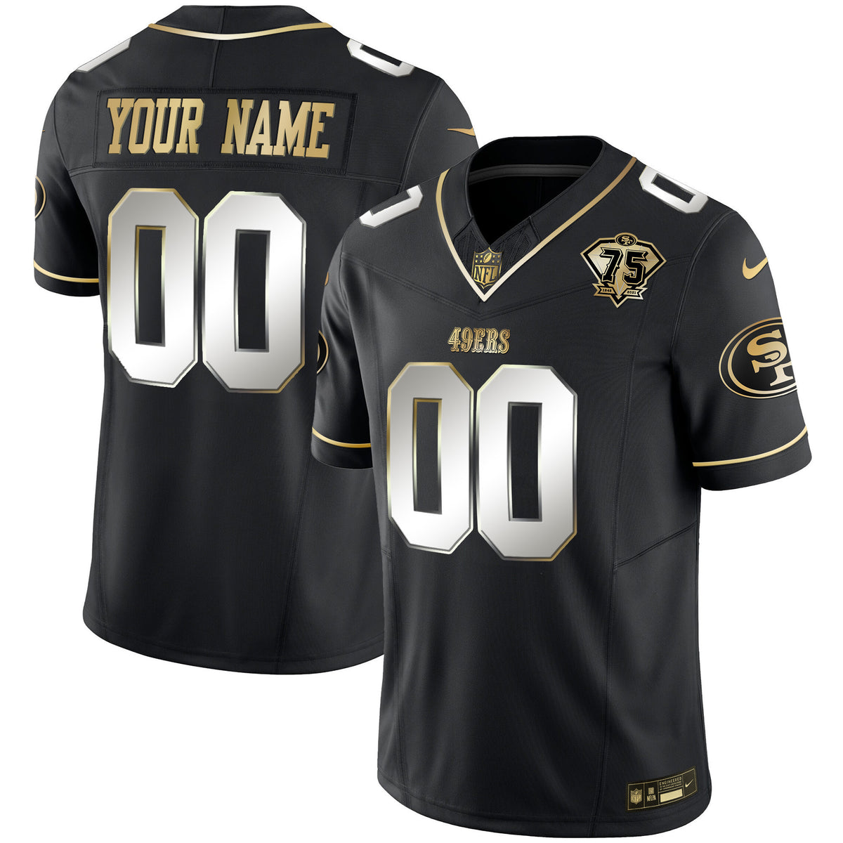 49ers 2023 Vapor Gold Limited Custom Jersey - All Stitched