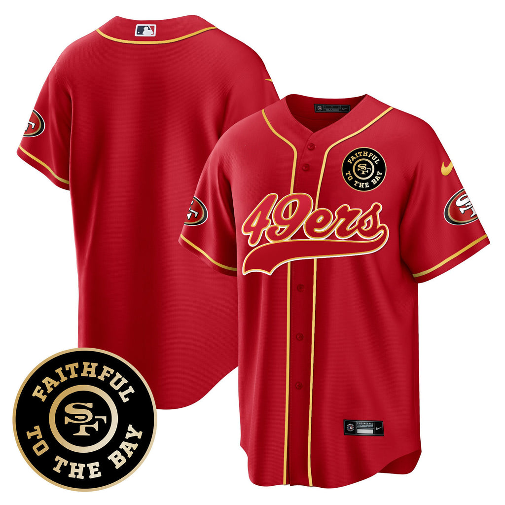Men's 49ers Faithful To The Bay Patch Baseball Jersey - All Stitched