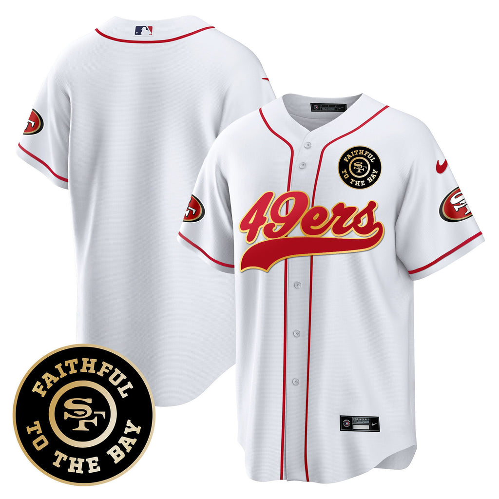 Men's 49ers Faithful To The Bay Patch Baseball Jersey - All Stitched