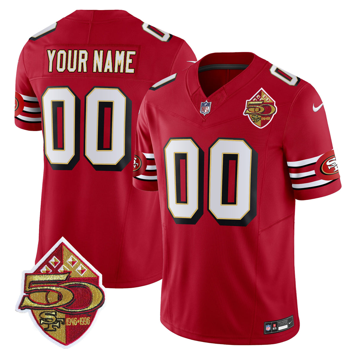 49ers 1996 Throwback/ 75th Patch Vapor Limited Custom Jersey - All Stitched