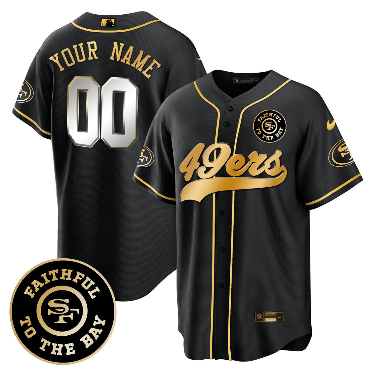 49ers Faithful To The Bay Patch Baseball Custom Jersey - All Stitched