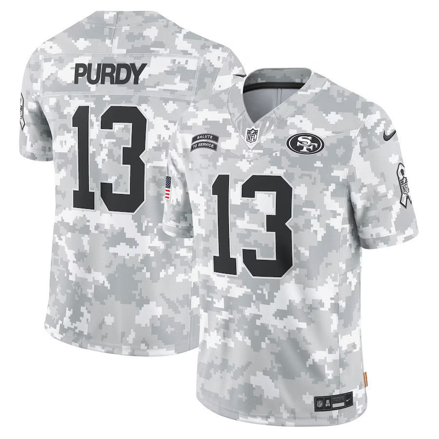 Brock Purdy San Francisco 49ers 2024 Salute To Service Arctic Camo Jersey - All Stitched