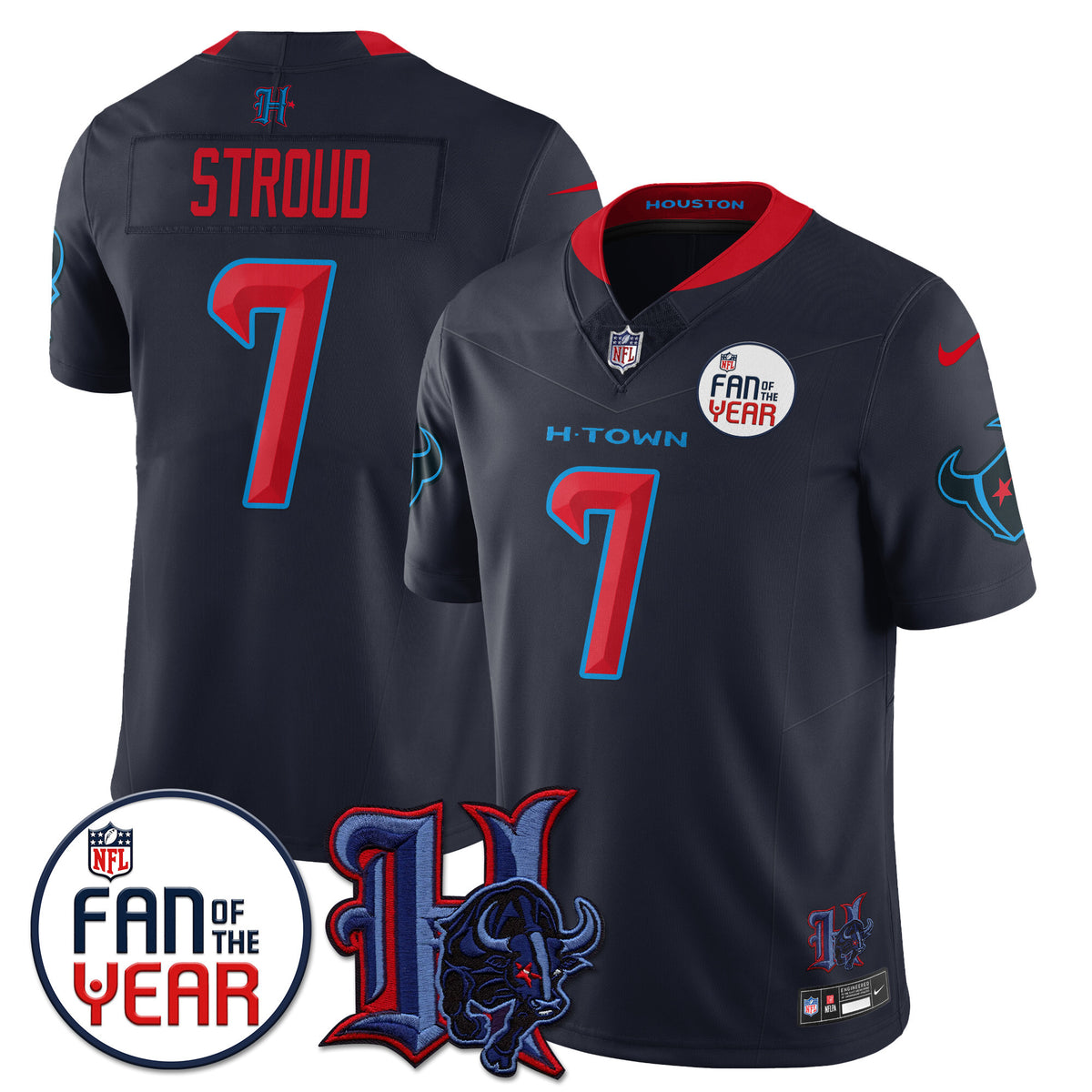 Custom Houston Texans "Fan Of The Year" Jersey - All Stitched