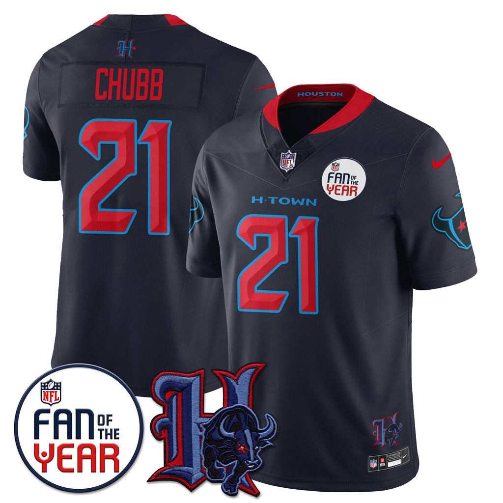Custom Houston Texans "Fan Of The Year" Jersey - All Stitched