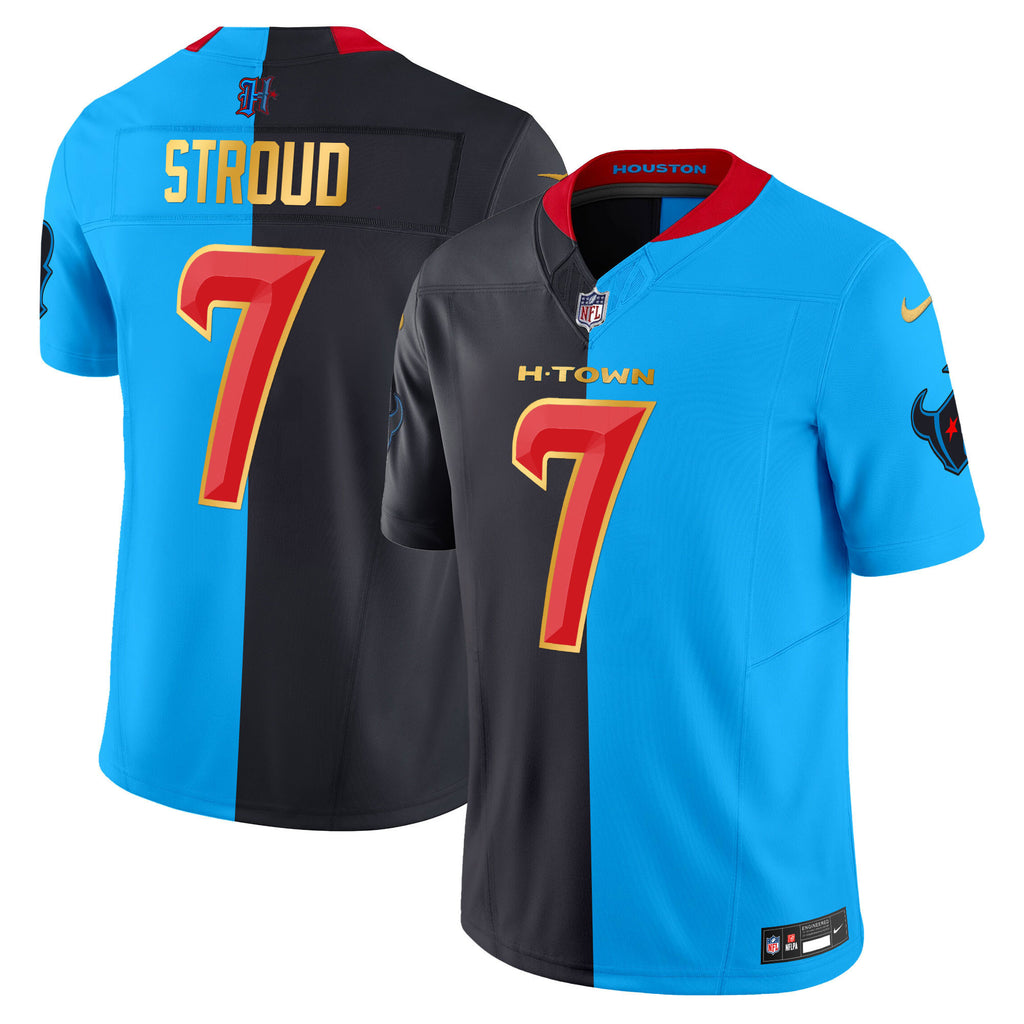 Men's Houston Texans 2024 Gold Trim Vapor Limited Jersey - All Stitched