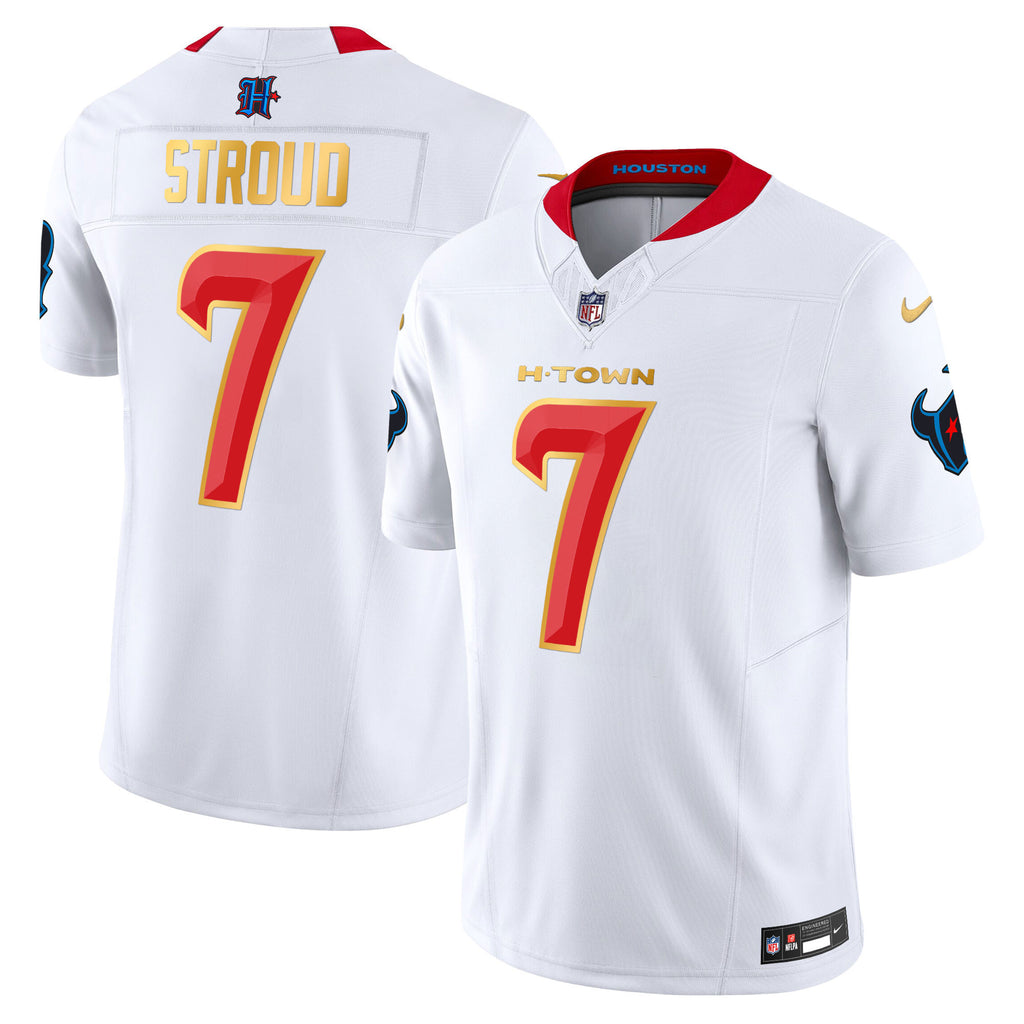 Men's Houston Texans 2024 Gold Trim Vapor Limited Jersey - All Stitched