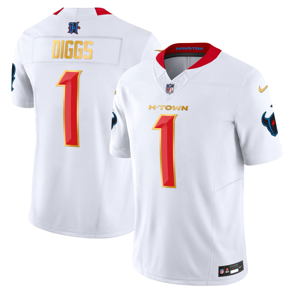 Men's Houston Texans 2024 Gold Trim Vapor Limited Jersey - All Stitched