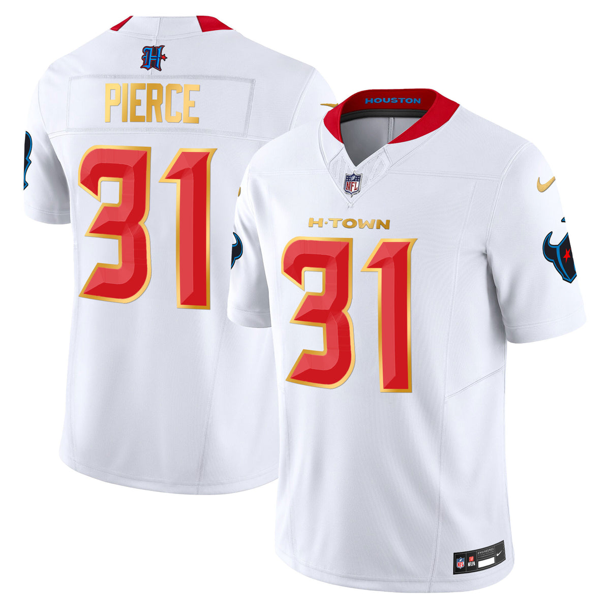 Men's Houston Texans 2024 Gold Trim Vapor Limited Jersey - All Stitched