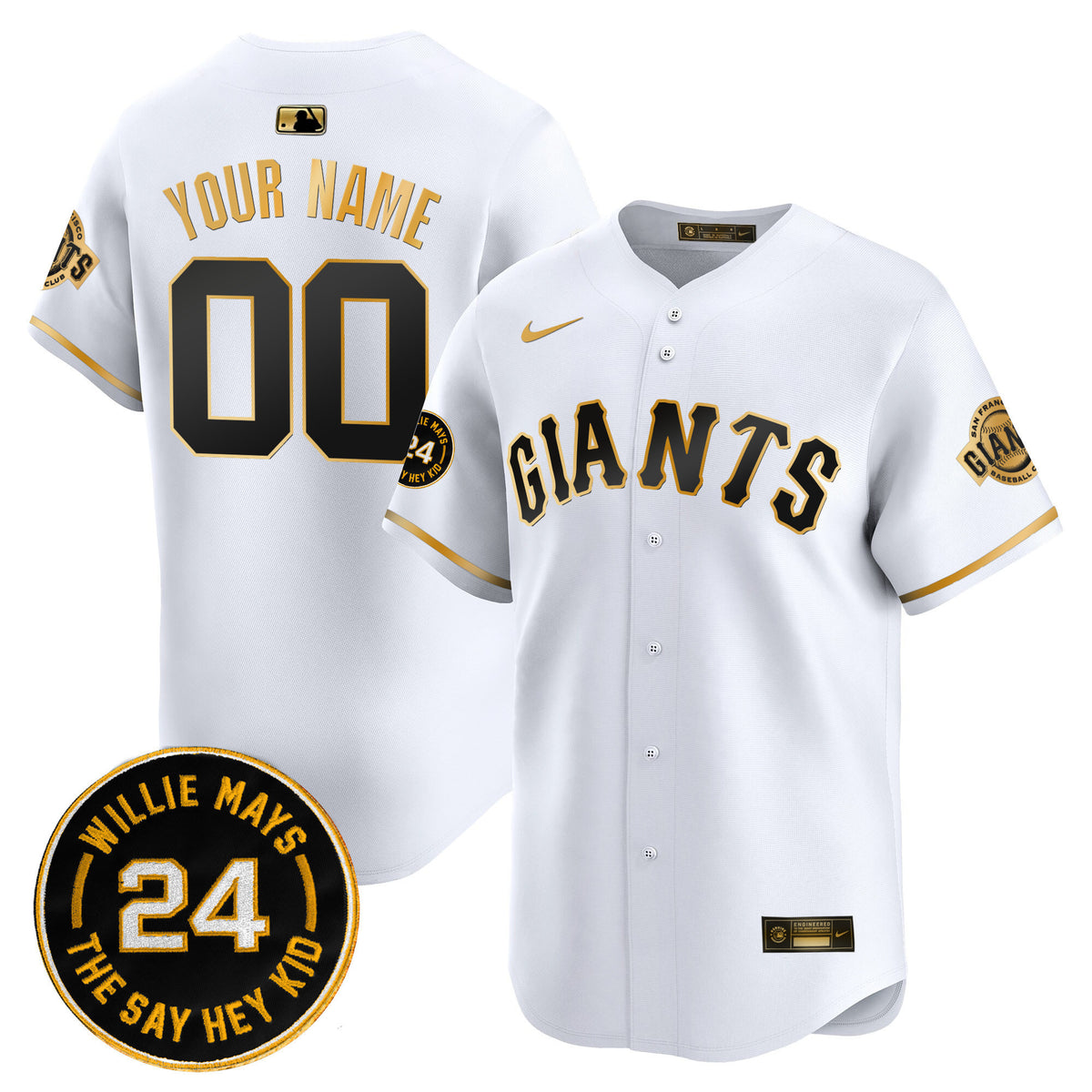 San Francisco Giants 2025 Willie Mays Patch Vapor Premier Limited Custom Jersey - All Stitched