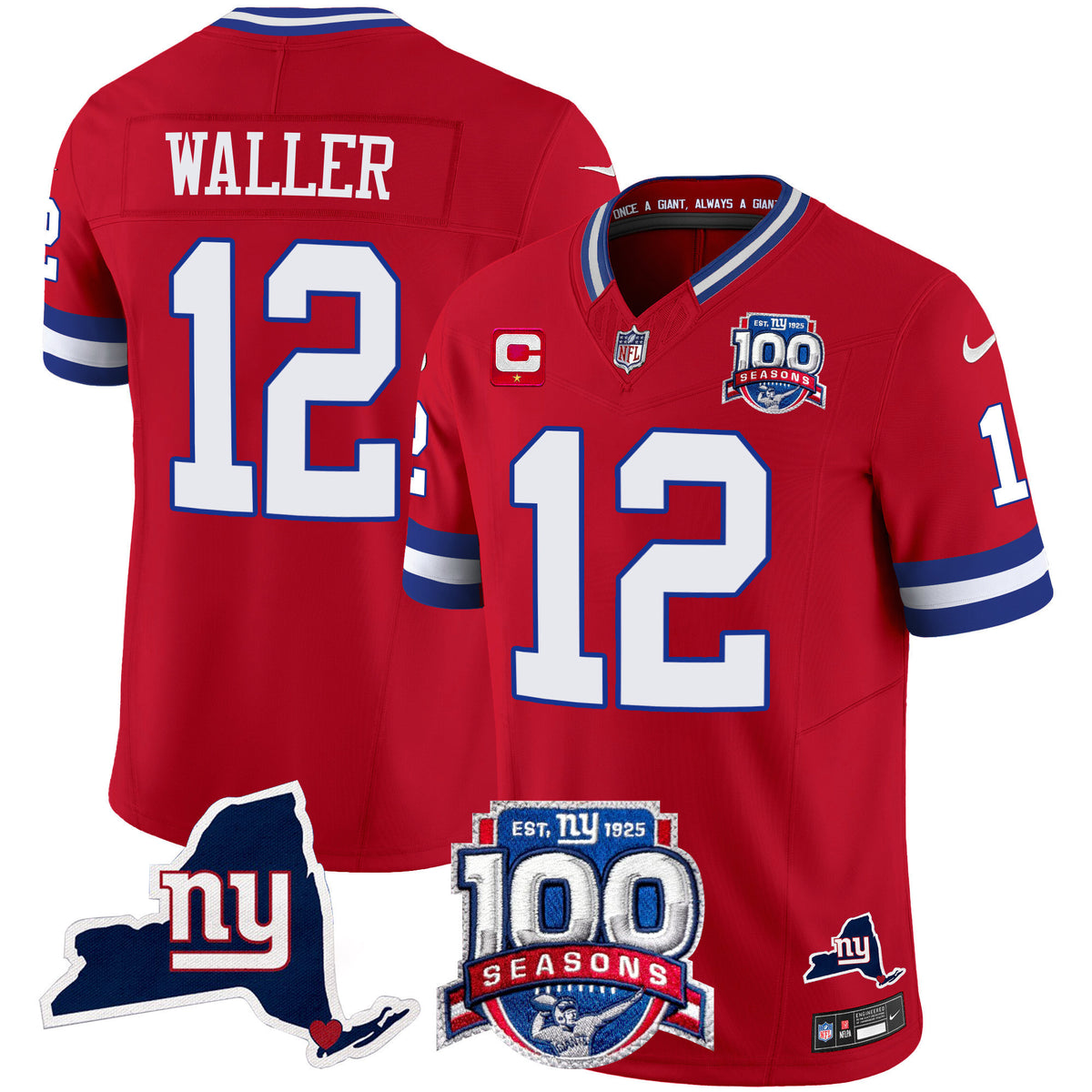 Women's New York Giants 100th Season & State Patch Vapor Limited Jersey - All Stitched