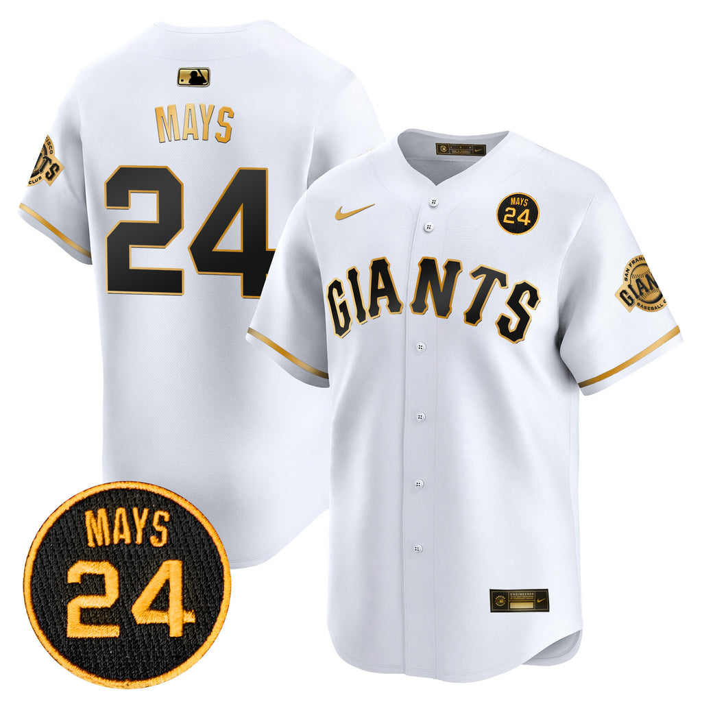 Men's San Francisco Giants 2024 Willie Mays Patch Vapor Premier Limited Jersey V3 - All Stitched