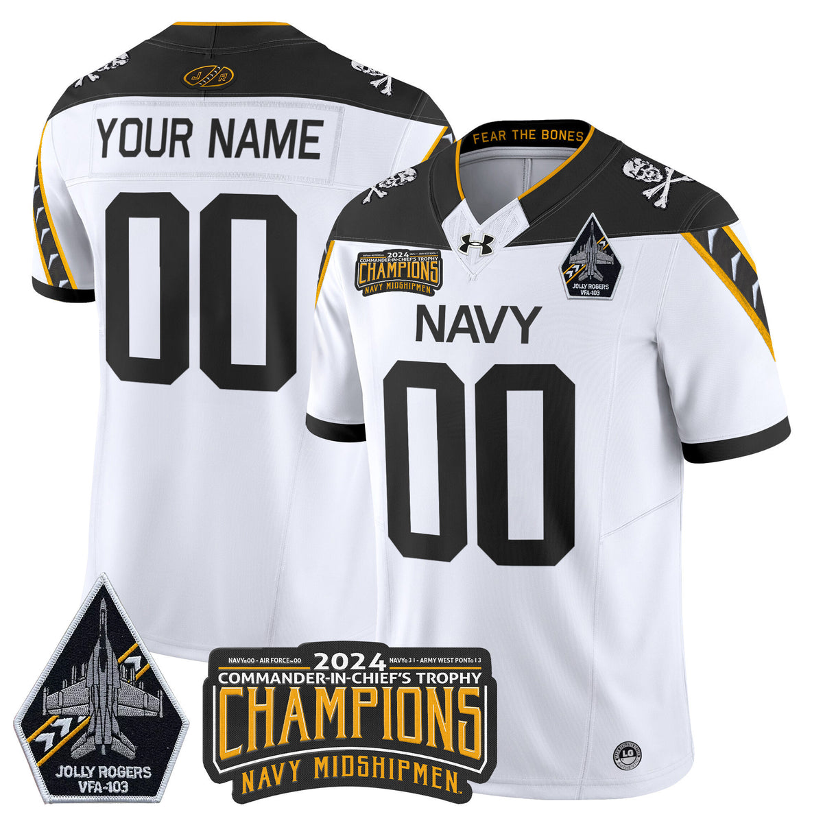 Navy Midshipmen 2024 Commander-In-Chief's Trophy Champions Patch Vapor Limited Custom Jersey - All Stitched