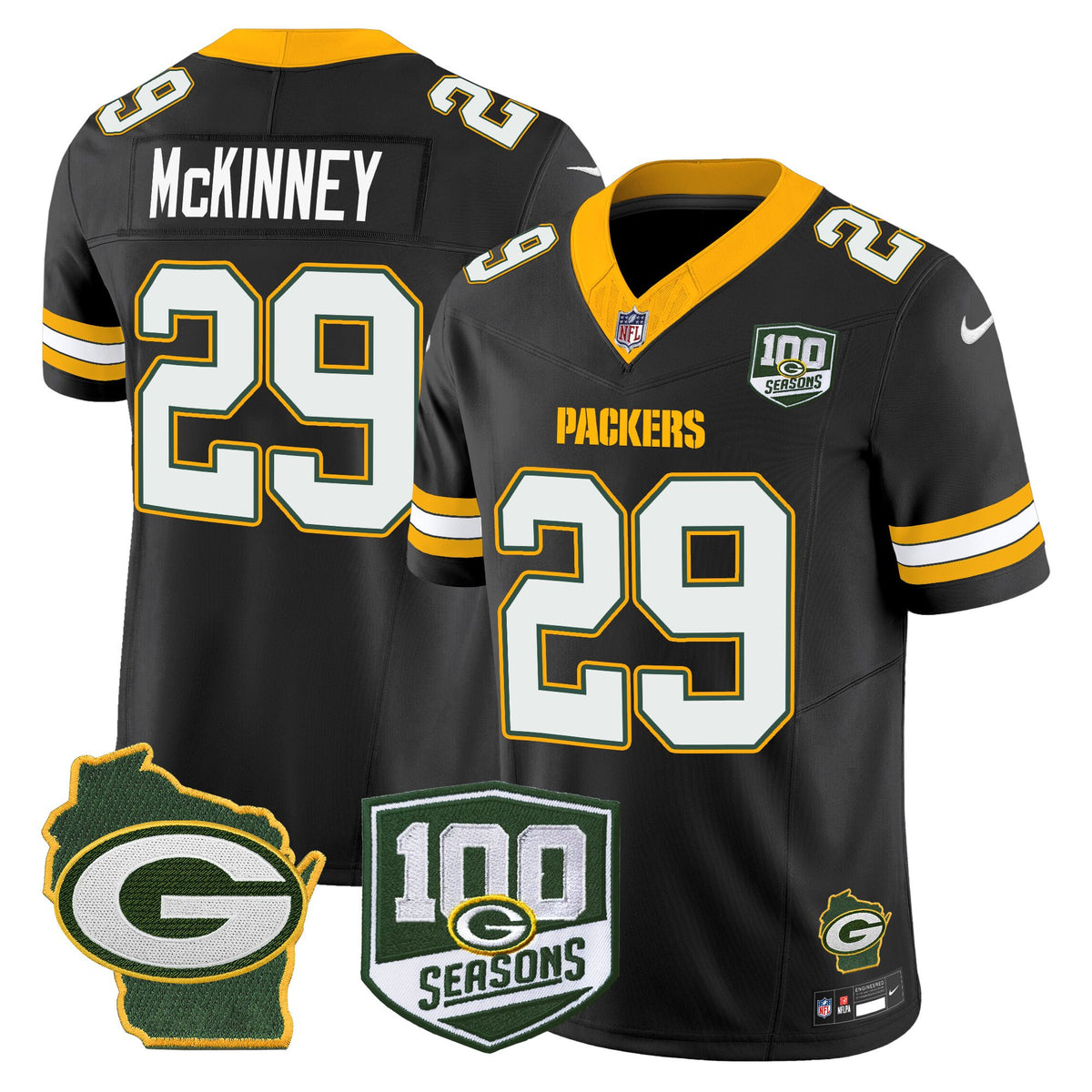 Men's Green Bay Packers 100th Season & Home Patch Vapor Limited Jersey - All Stitched